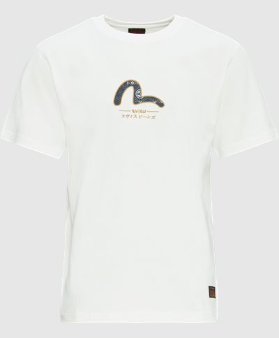 EVISU T-shirts SEAGULL KAMON AOP APPLIQUE T-SHIRT White