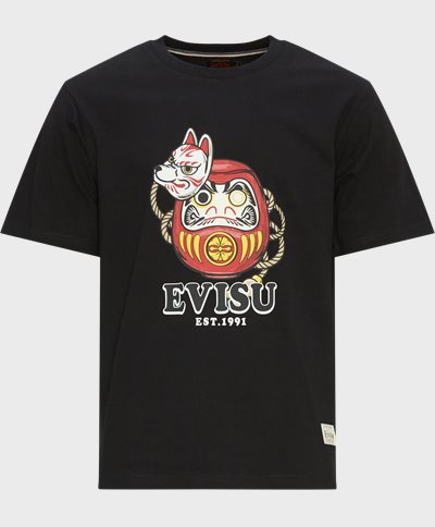 EVISU T-shirts DARUMA INARI MASK PRINT T-SHIRT Svart