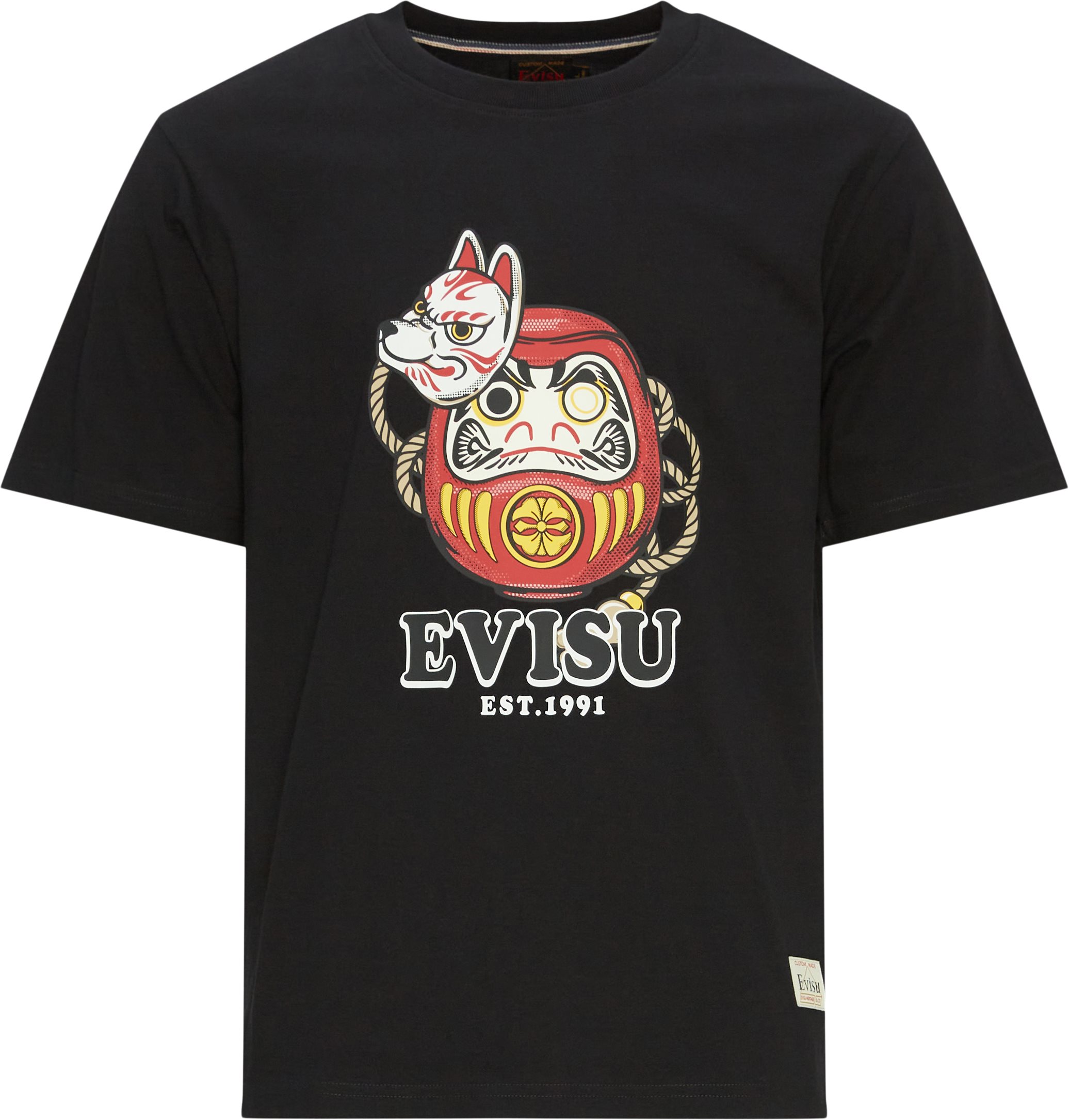 EVISU T-shirts DARUMA INARI MASK PRINT T-SHIRT Sort
