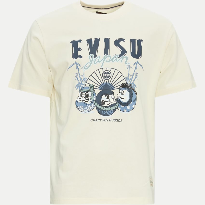 EVISU T-shirts KUMADORI DARUMA TONAL PRINTED T-SHIRT ECRU