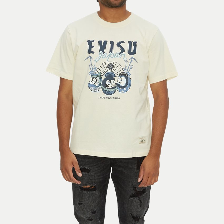 EVISU T-shirts KUMADORI DARUMA TONAL PRINTED T-SHIRT ECRU