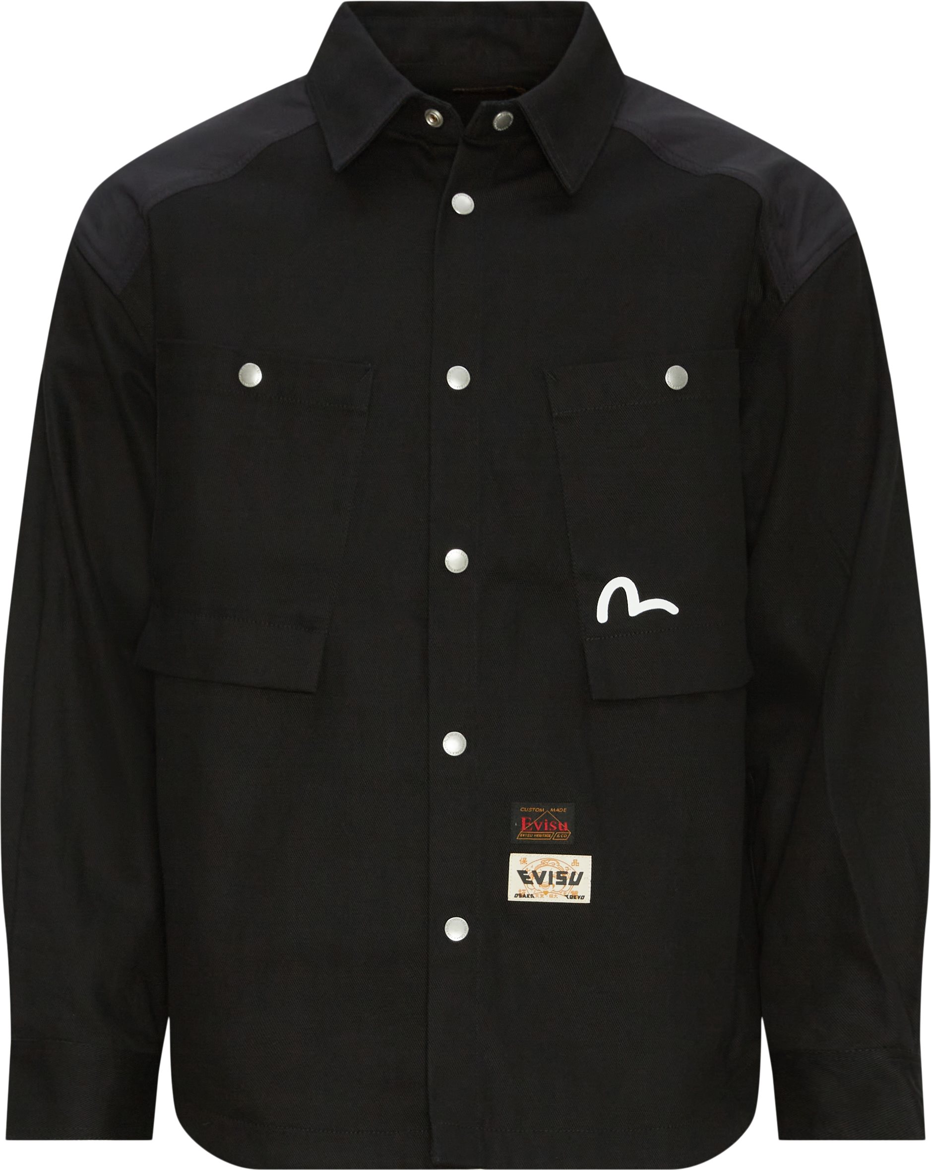 EVISU Shirts SEAGULL EMB STENCIL SLOGAN SHIRT Black