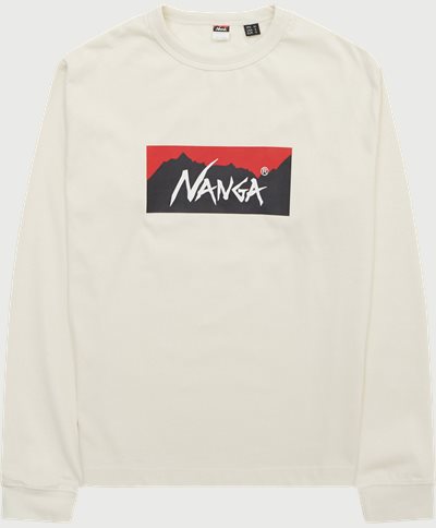 NANGA T-shirts ECO HYBRID BOX LOGO L/S Hvid