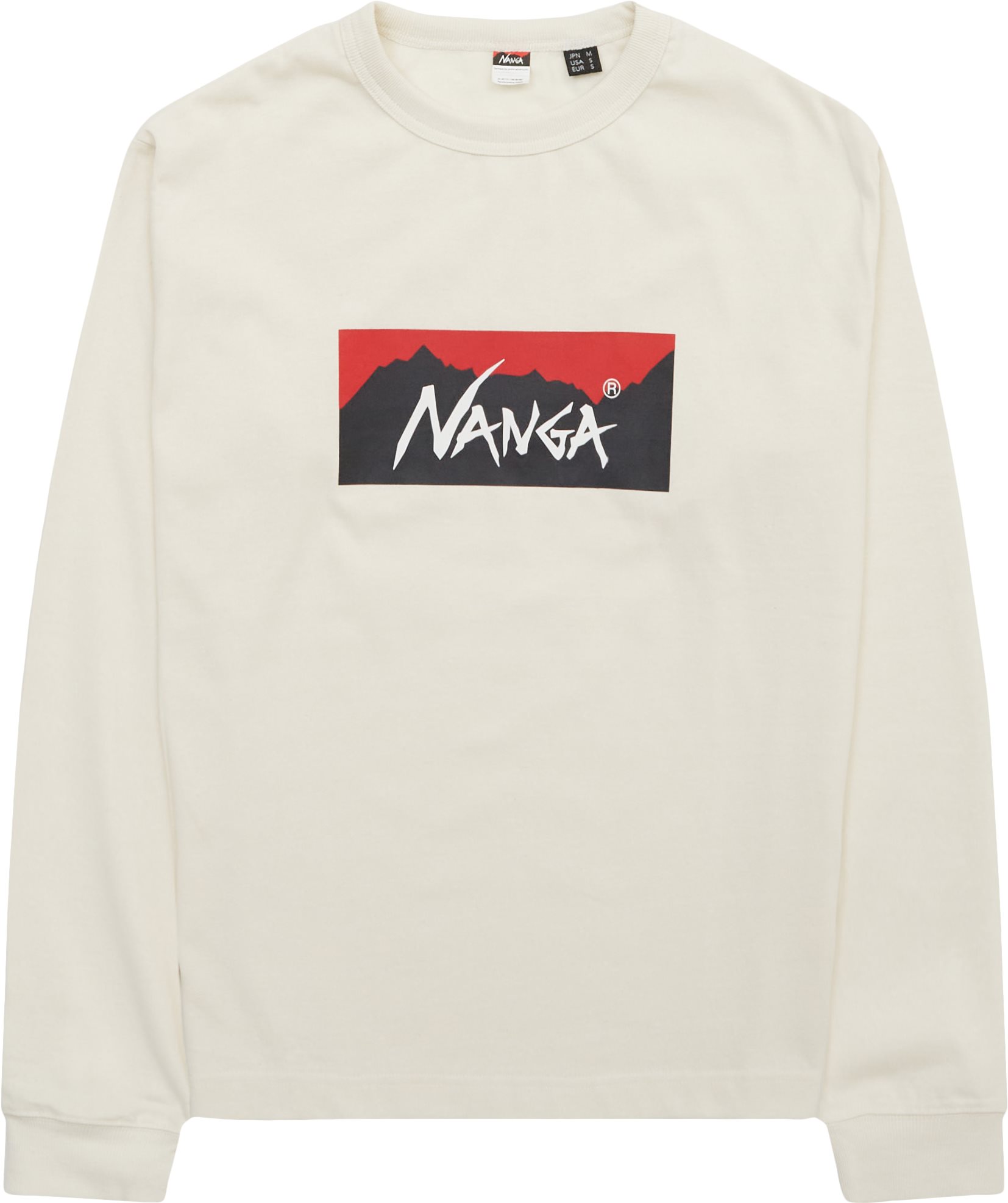 NANGA T-shirts ECO HYBRID BOX LOGO L/S Hvid