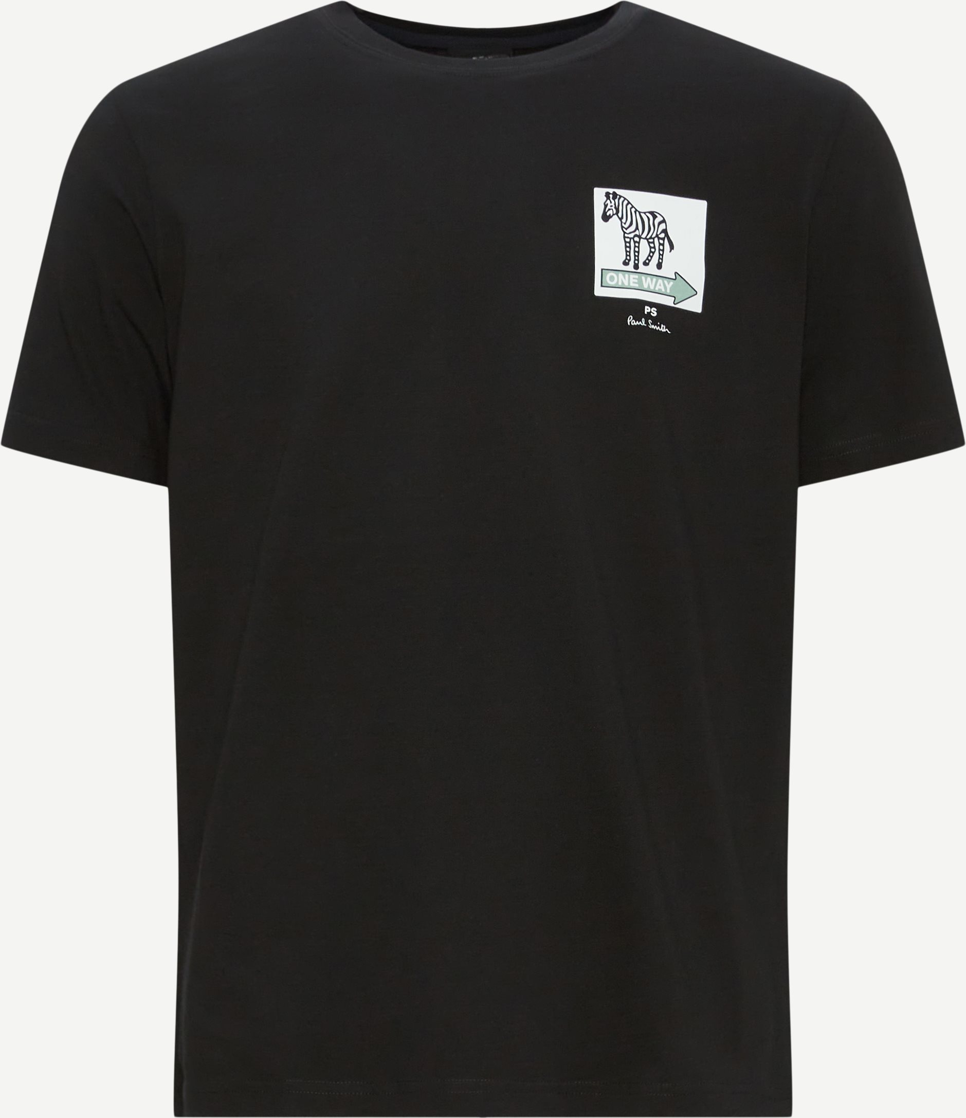 PS Paul Smith T-shirts 011R-MP4439 MENS REG FIT T SHIRT ONE WAY ZEBRA Svart