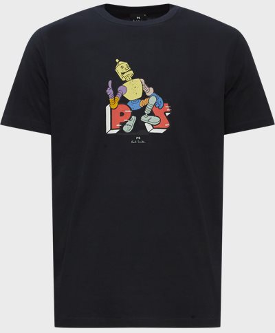 PS Paul Smith T-shirts med tryck 011R-MP4444 MENS REG FIT T SHIRT ROBOT PS Blå