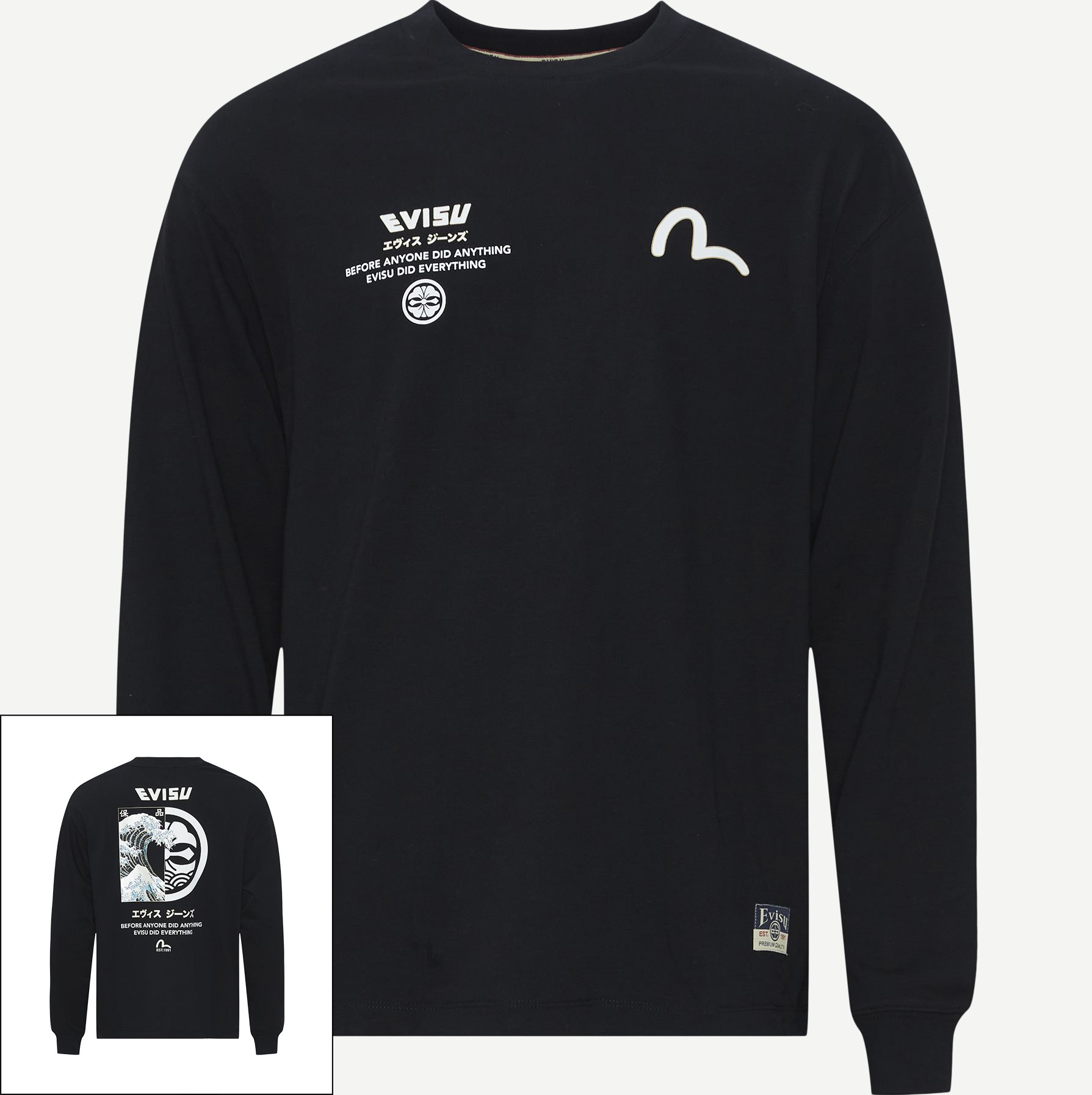 EVISU T-shirts SEAGULL WAVE PRINT LS TEE 2ESHTM4TL7063 Black