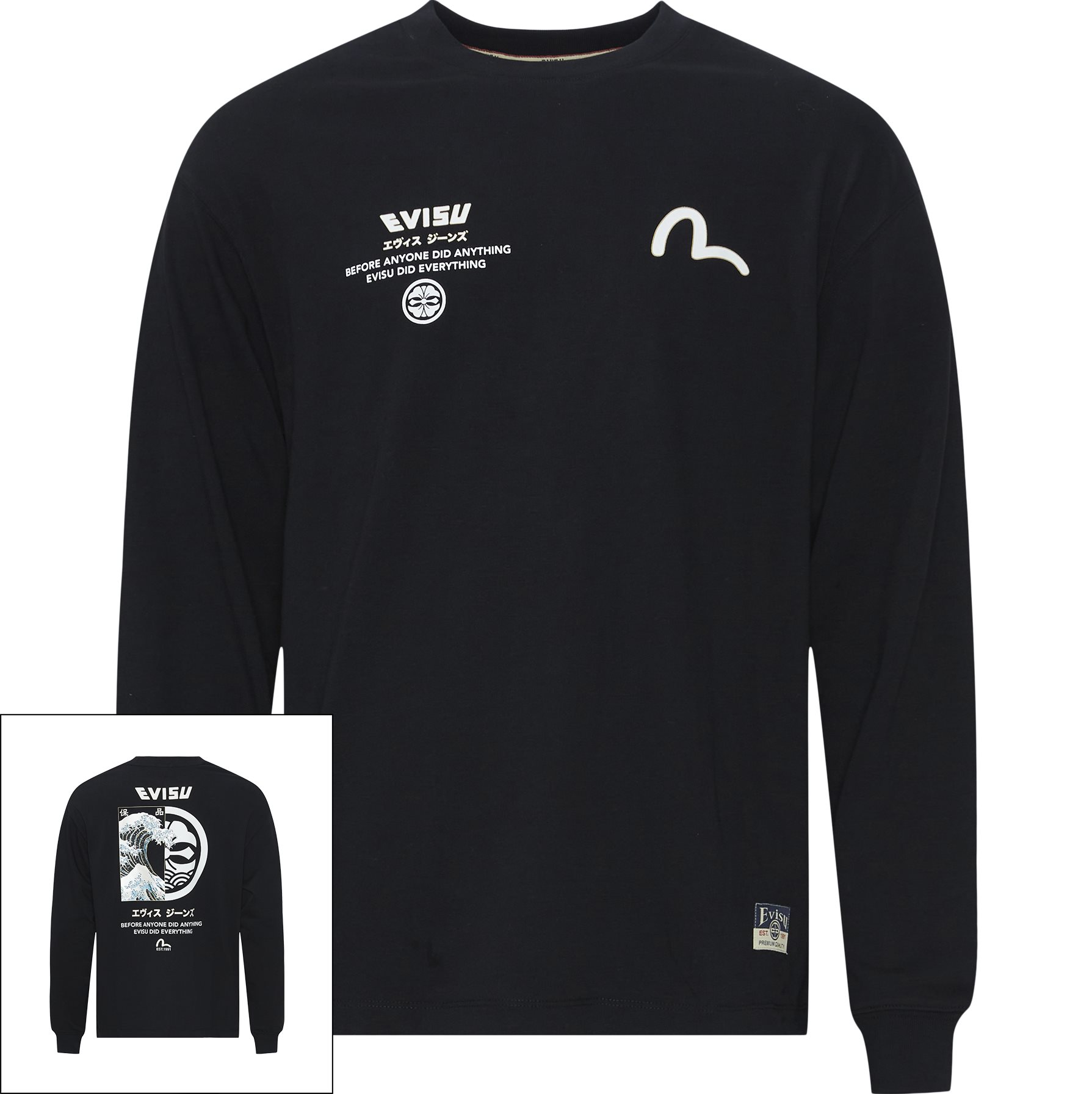 EVISU Long-sleeved t-shirts SEAGULL WAVE PRINT LS TEE 2ESHTM4TL7063 Black