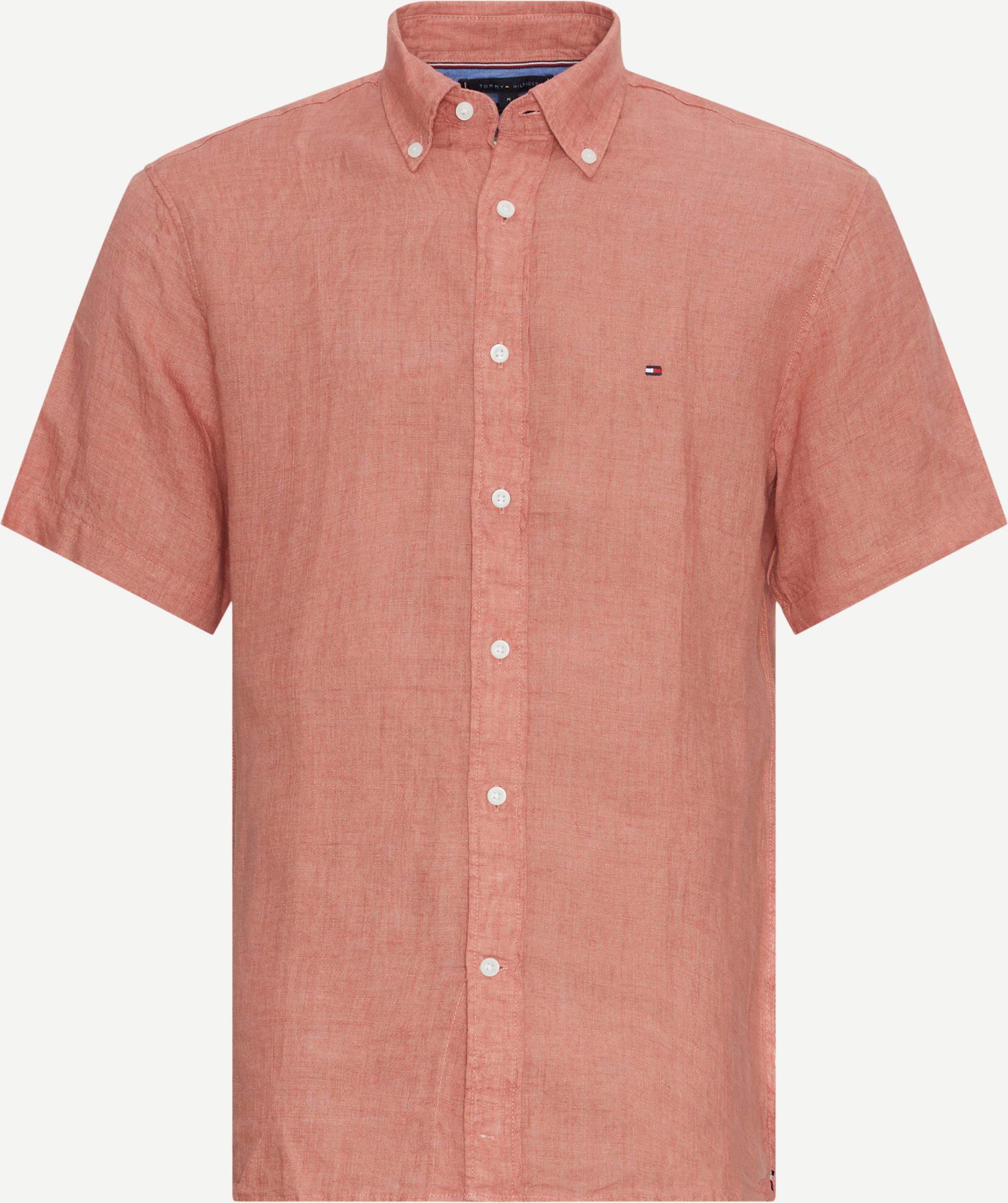 Tommy Hilfiger Short-sleeved shirts 35207 PIGMENT DYED LINEN RF SHIRT S/S Pink