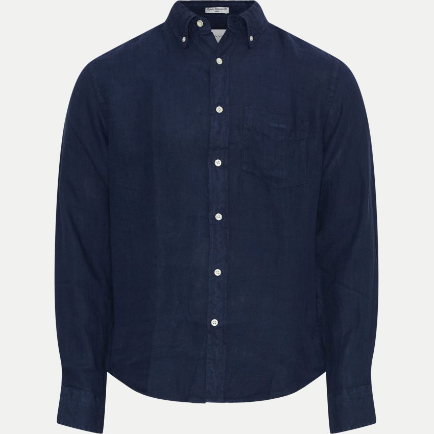 Gant Shirts REG GMNT DYED LINEN SHIRT 3240120 MARINE