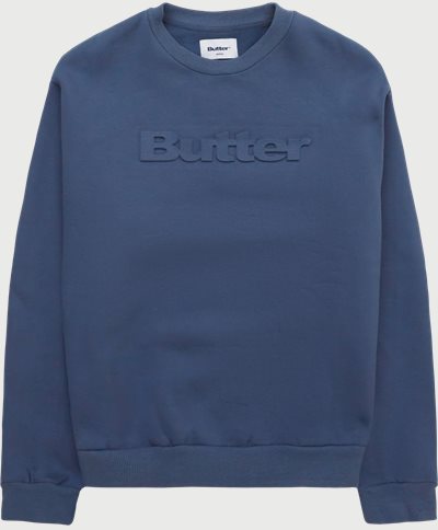 Butter Goods Sweatshirts EMBOSSED LOGO CREW Blue