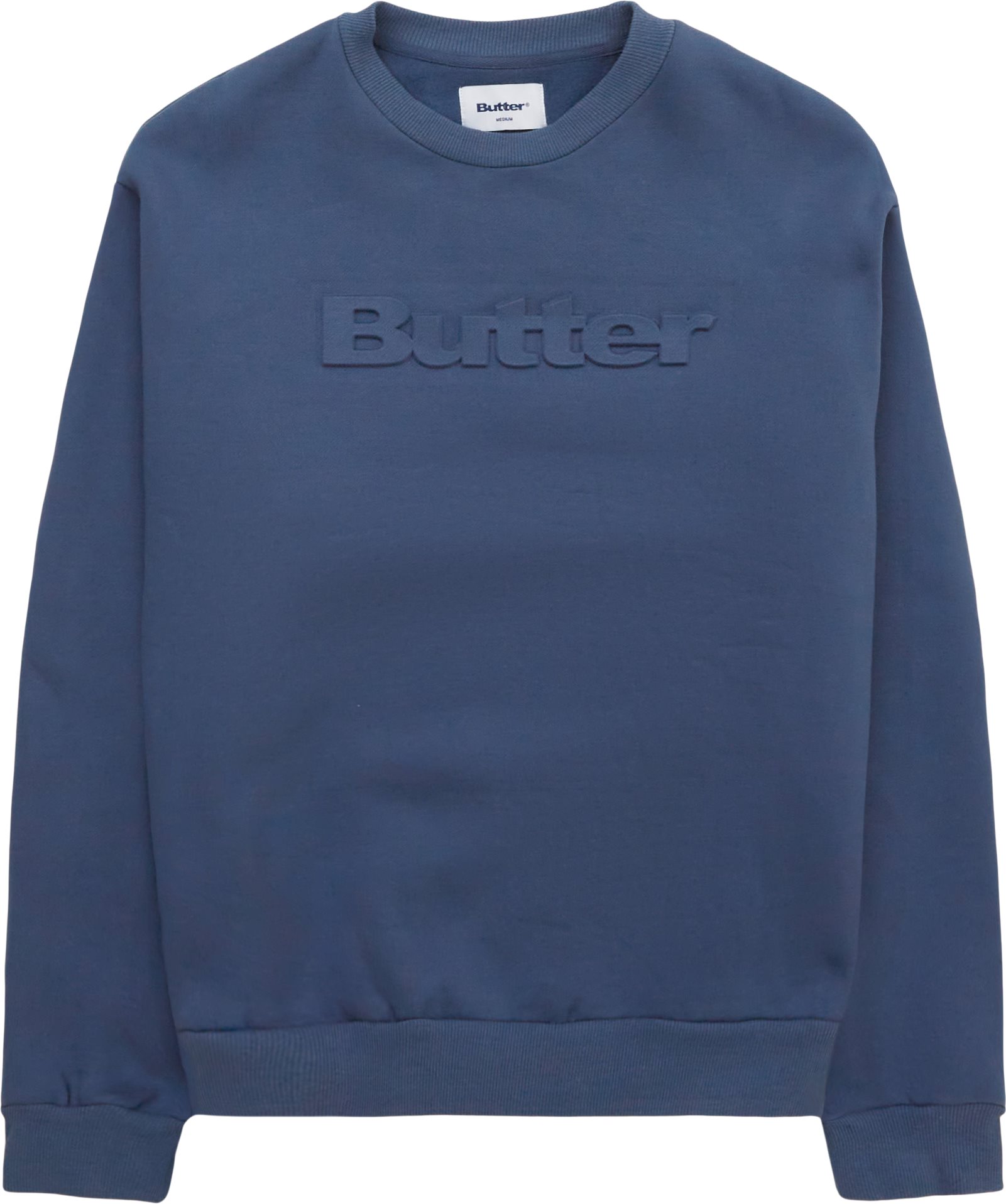 Butter Goods Sweatshirts EMBOSSED LOGO CREW Blue