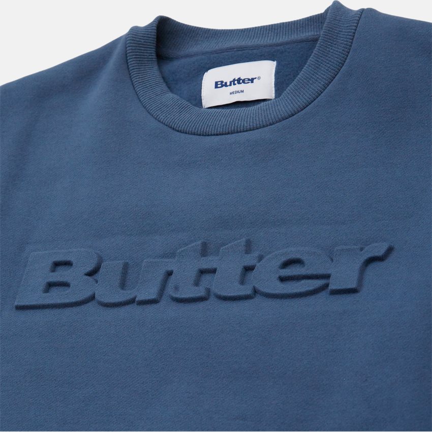 Butter Goods Sweatshirts EMBOSSED LOGO CREW BLÅ