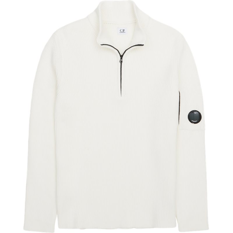 C.p. Company - Cotton Half-Zip Strik M Hvid herre