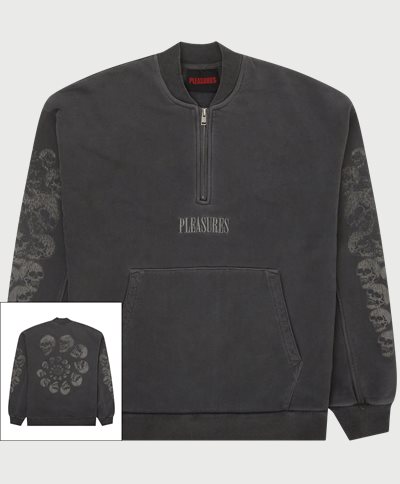 Pleasures Sweatshirts SKULL SPIRAL QUARTER ZIP Black