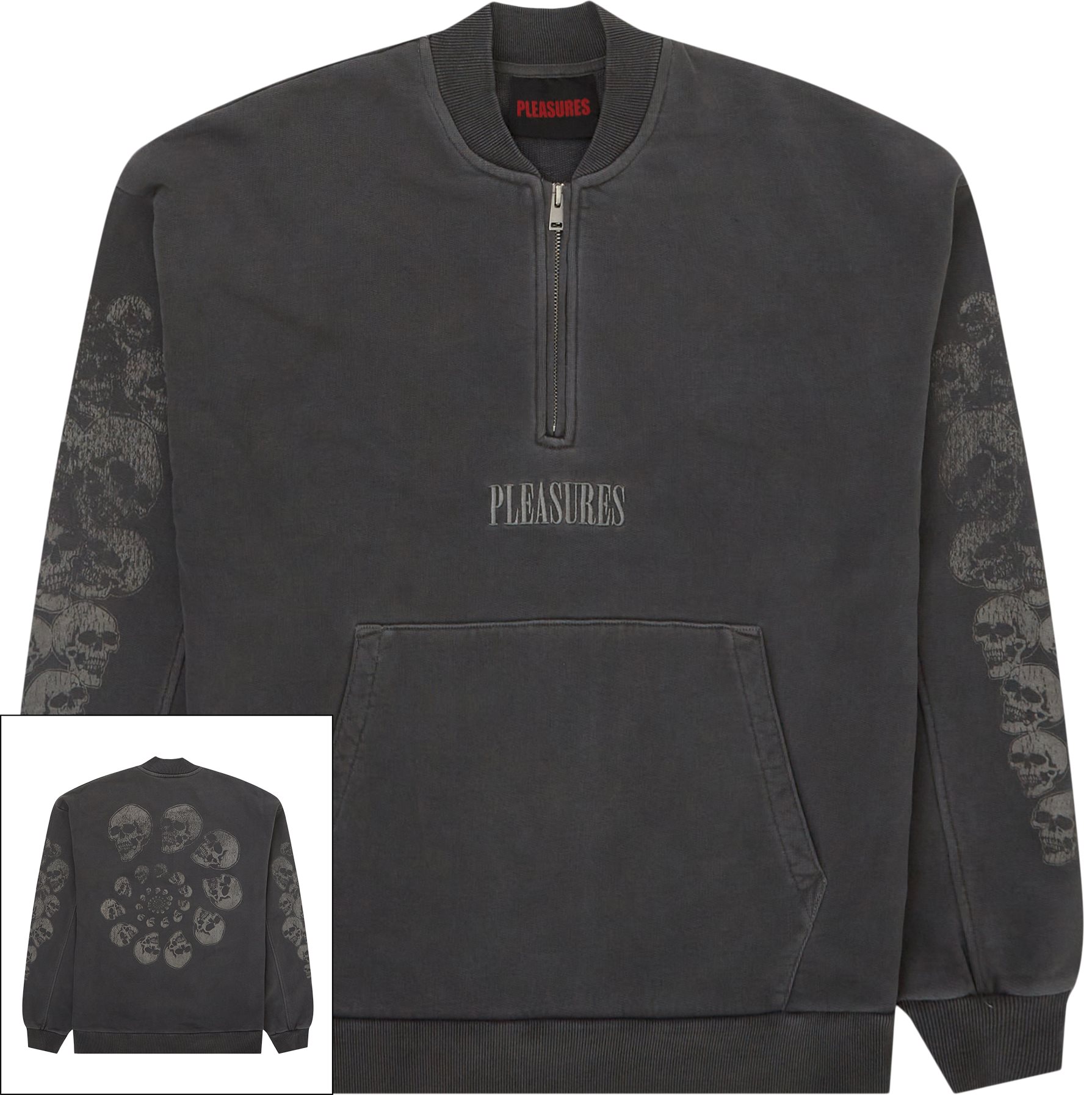Pleasures Sweatshirts SKULL SPIRAL QUARTER ZIP Black