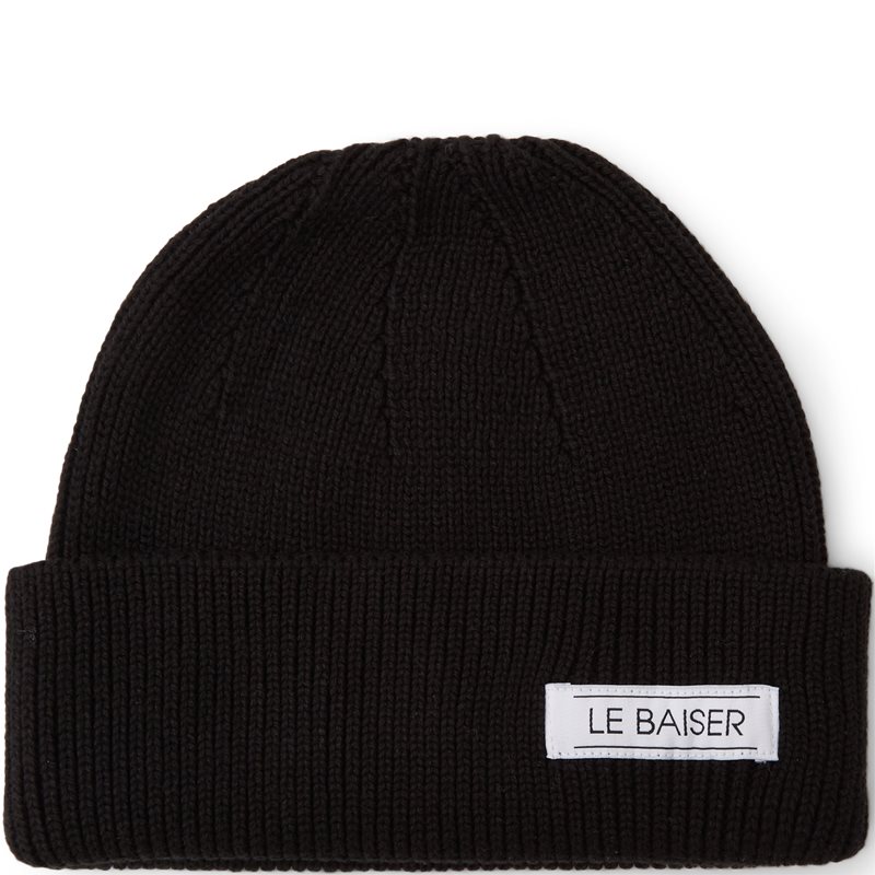 Le Baiser Beanie Caps Black