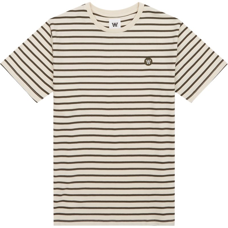 Wood Wood Ace Stripe Tee Off White/grape Leaf