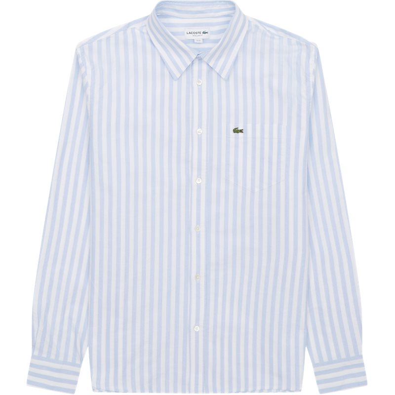Lacoste Stribet Oxford Skjorte Hvid/blå